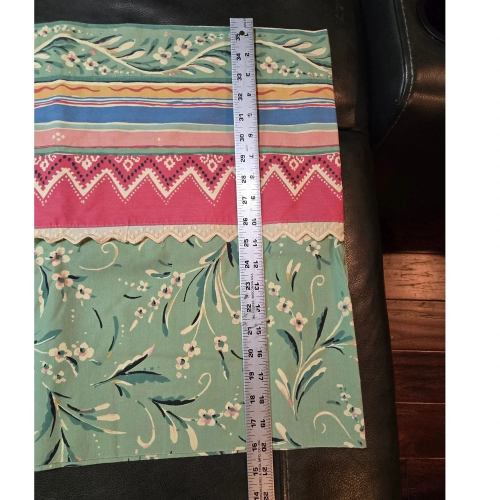 Unbranded Floral Valance‎ Green Pink Vintage Cottagecore 26x18 Good